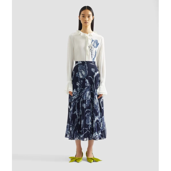 Erdem Floral Print Pleated Voile Midi Skirt - Skirts - British Romantic Luxury at Luxury Shoes 