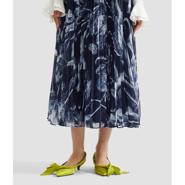 Erdem Floral Print Pleated Voile Midi Skirt - Skirts - British Romantic Luxury at Luxury Shoes 