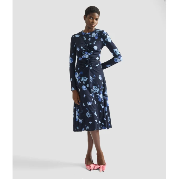 Erdem Floral Print Ponte Jersey Long Sleeve Midi Dress - Dresses - British Romantic Luxury at Luxury Shoes 