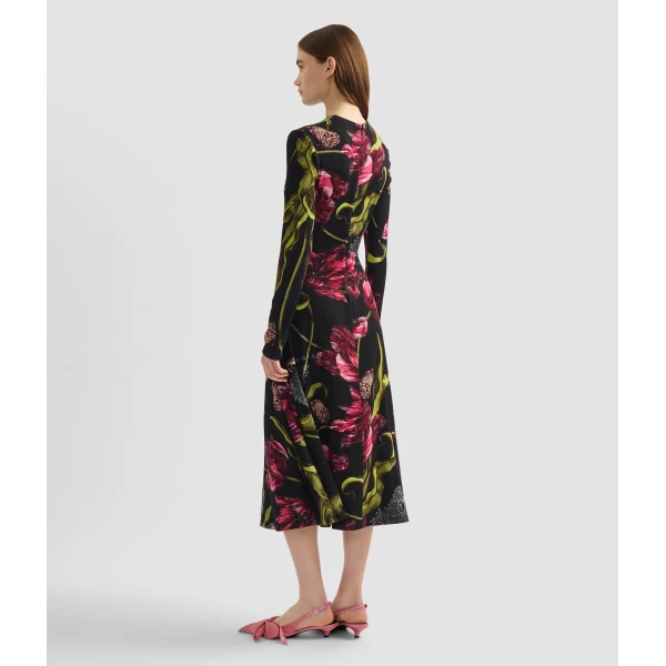 Erdem Floral Print Ponte Jersey Long Sleeve Midi Dress - Dresses - British Romantic Luxury at Luxury Shoes 