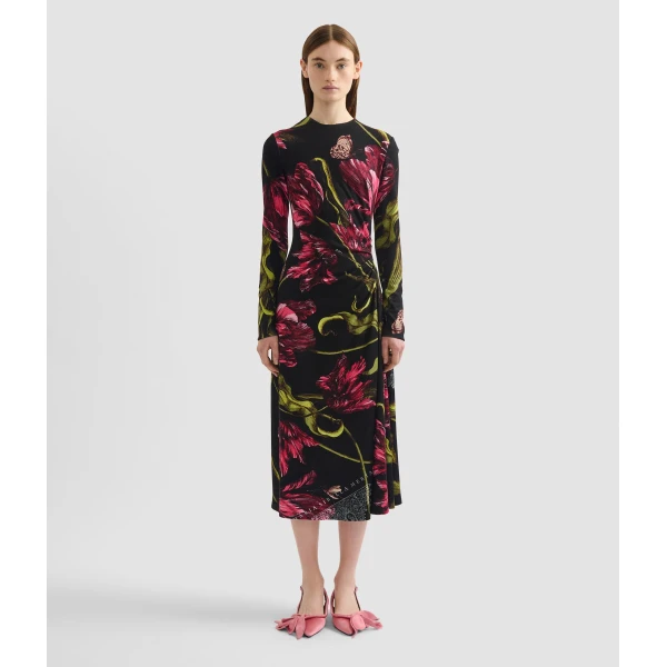 Erdem Floral Print Ponte Jersey Long Sleeve Midi Dress - Dresses - British Romantic Luxury at Luxury Shoes 