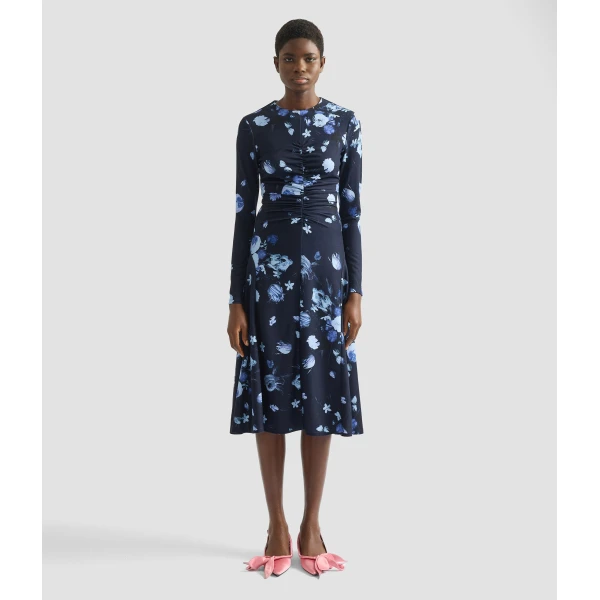 Erdem Floral Print Ponte Jersey Long Sleeve Midi Dress - Dresses - British Romantic Luxury at Luxury Shoes 