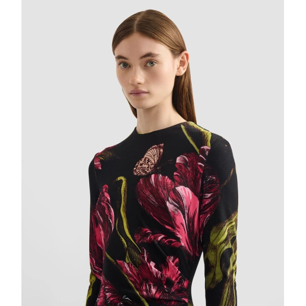 Erdem Floral Print Ponte Jersey Long Sleeve Midi Dress - Dresses - British Romantic Luxury at Luxury Shoes 