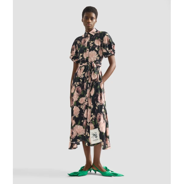 Erdem Floral Print Short Sleeve Midi Dress - Dresses - British Romantic Luxury at Luxury Shoes 