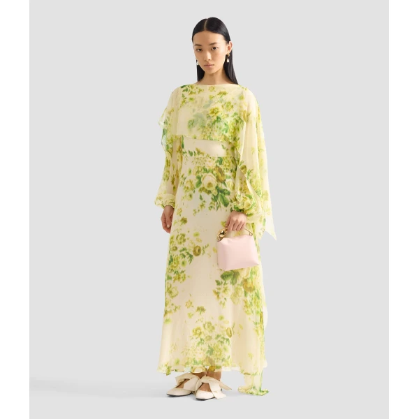 Erdem Floral Print Silk Creponne Draped Midi Dress - Dresses - British Romantic Luxury at Luxury Shoes 