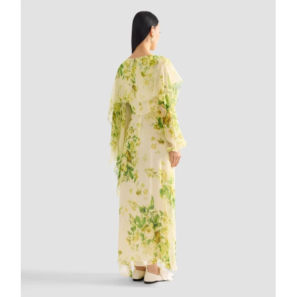 Erdem Floral Print Silk Creponne Draped Midi Dress - Dresses - British Romantic Luxury at Luxury Shoes 