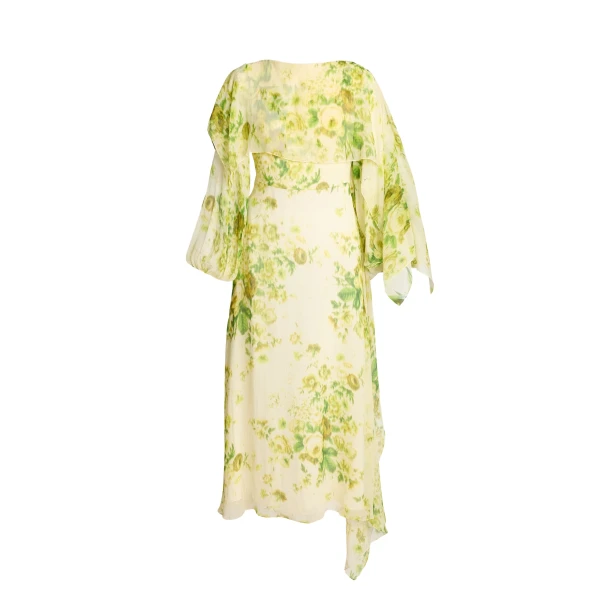Erdem Floral Print Silk Creponne Draped Midi Dress - Dresses - British Romantic Luxury at Luxury Shoes 
