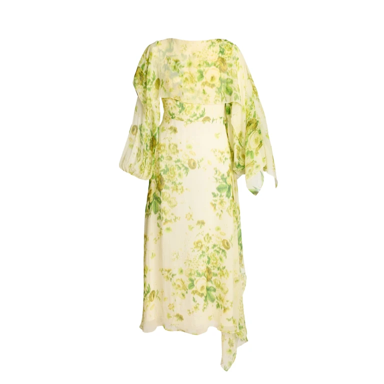 Erdem Floral Print Silk Creponne Draped Midi Dress - Dresses - British Romantic Luxury at Luxury Shoes 