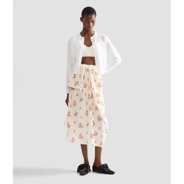 Erdem Floral Print Silk Draped Midi Skirt - Skirts - British Romantic Luxury at Luxury Shoes 