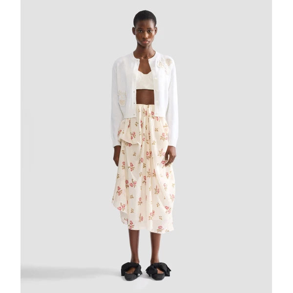 Erdem Floral Print Silk Draped Midi Skirt - Skirts - British Romantic Luxury at Luxury Shoes 