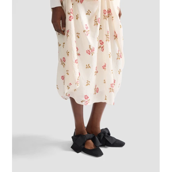 Erdem Floral Print Silk Draped Midi Skirt - Skirts - British Romantic Luxury at Luxury Shoes 