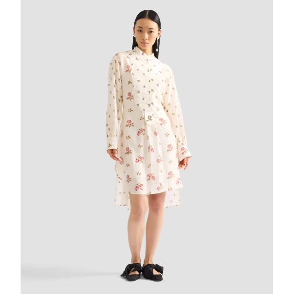 Erdem Floral Print Silk Long Sleeve Mini Shirt Dress - Dresses - British Romantic Luxury at Luxury Shoes 