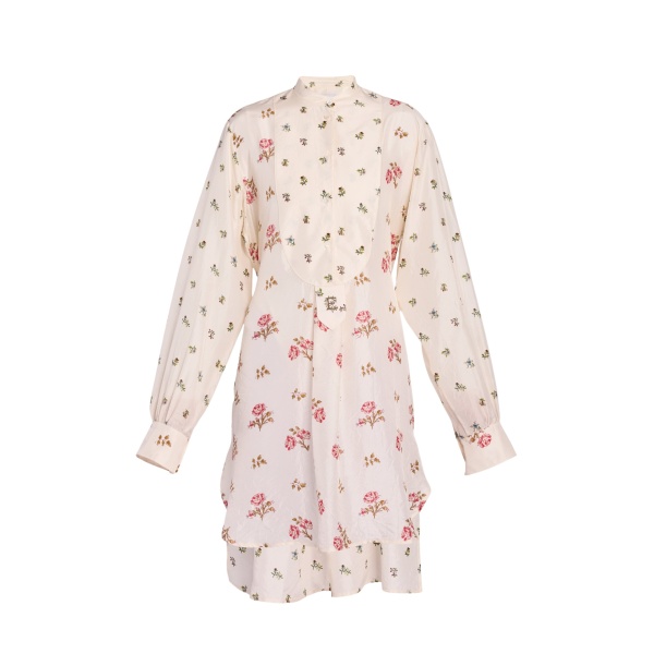 Erdem Floral Print Silk Long Sleeve Mini Shirt Dress - Dresses - British Romantic Luxury at Luxury Shoes 