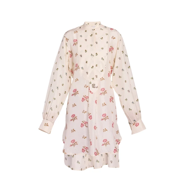 Erdem Floral Print Silk Long Sleeve Mini Shirt Dress - Dresses - British Romantic Luxury at Luxury Shoes 