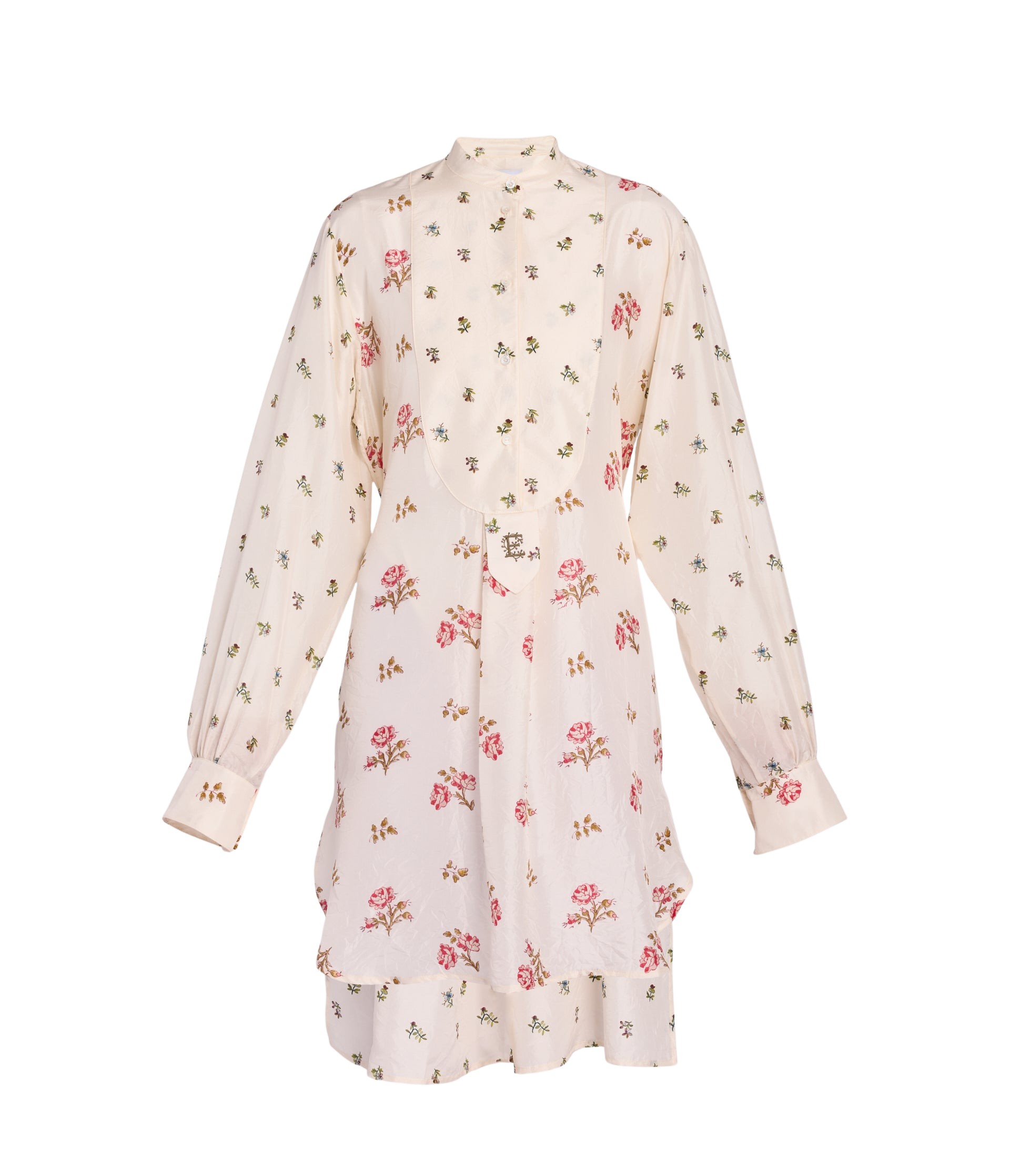 Erdem Floral Print Silk Long Sleeve Mini Shirt Dress - Dresses - British Romantic Luxury at Luxury Shoes 