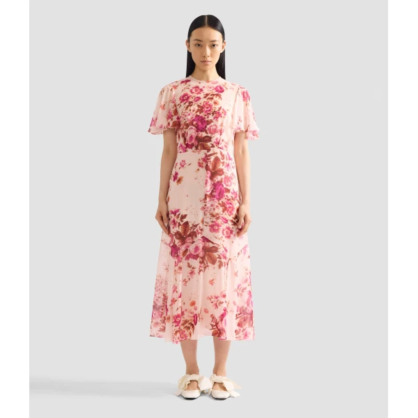 Erdem Floral Print Silk Voile Fit And Flared Midi Dress - Dresses - British Romantic Luxury at Luxury Shoes 