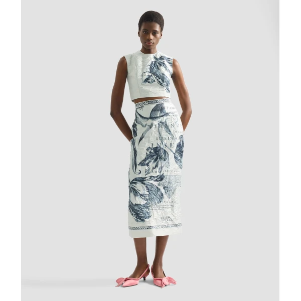 Erdem Floral Print Textured Satin Bodice Top - Tops - British Romantic Luxury at Luxury Shoes 