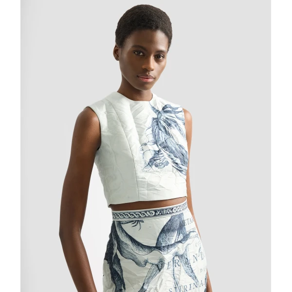 Erdem Floral Print Textured Satin Bodice Top - Tops - British Romantic Luxury at Luxury Shoes 