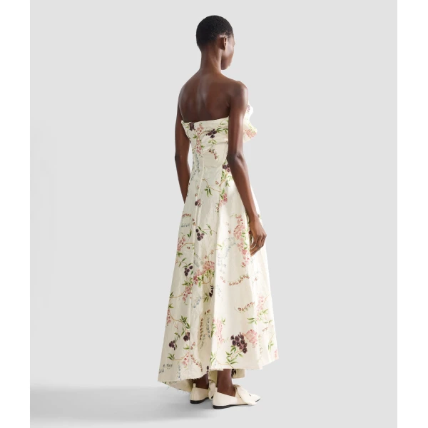 Erdem Floral Print Textured Satin Cloud Midi Dress - Dresses - British Romantic Luxury at Luxury Shoes 