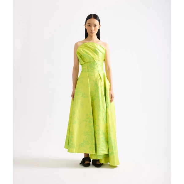 Erdem Floral Print Textured Satin Cloud Midi Dress - Dresses - British Romantic Luxury at Luxury Shoes 