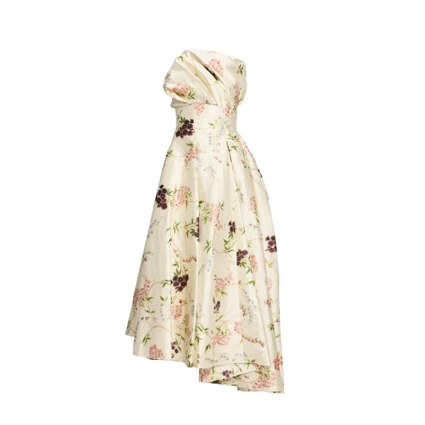 Erdem Floral Print Textured Satin Cloud Midi Dress - Dresses - British Romantic Luxury at Luxury Shoes 
