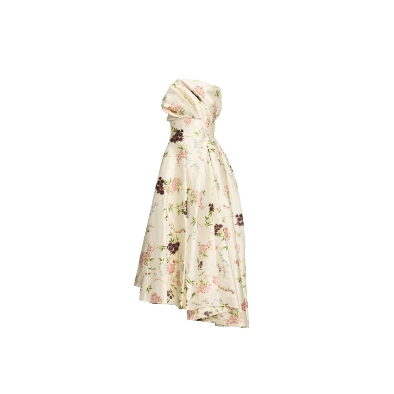 Erdem Floral Print Textured Satin Cloud Midi Dress - Dresses - British Romantic Luxury at Luxury Shoes 