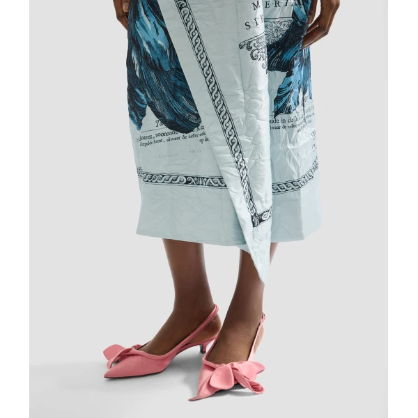 Erdem Floral Print Textured Satin Draped Midi Skirt - Skirts - British Romantic Luxury at Luxury Shoes 