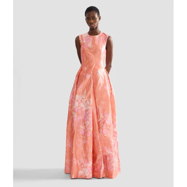 Erdem Floral Print Textured Satin Hourglass Gown - Dresses - British Romantic Luxury at Luxury Shoes 