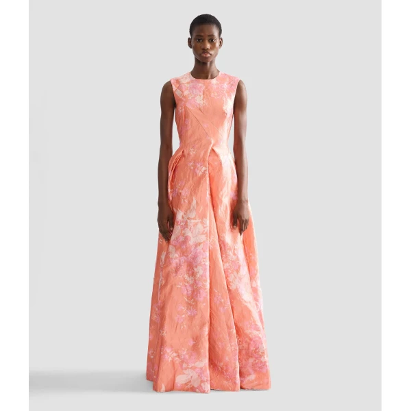 Erdem Floral Print Textured Satin Hourglass Gown - Dresses - British Romantic Luxury at Luxury Shoes 