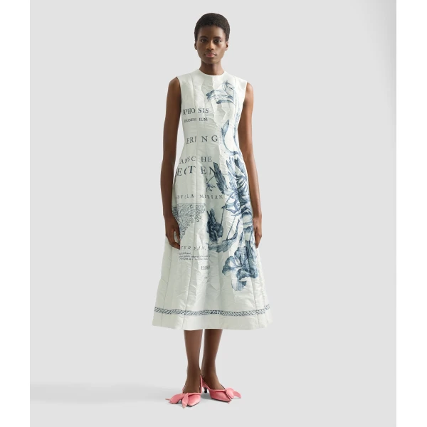 Erdem Floral Print Textured Satin Midi Dress - Dresses - British Romantic Luxury at Luxury Shoes 