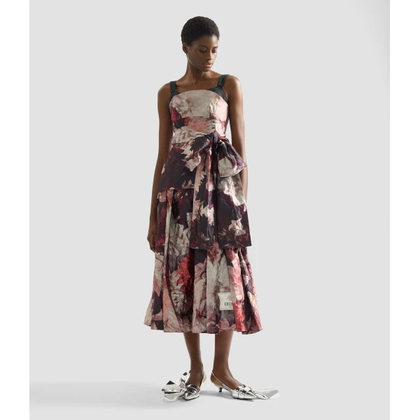 Erdem Floral Print Textured Satin Midi Dress - Dresses - British Romantic Luxury at Luxury Shoes 