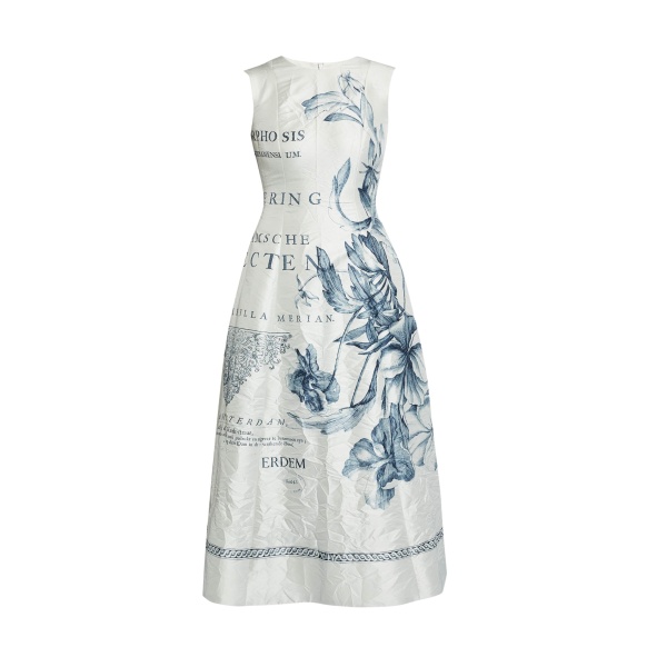 Erdem Floral Print Textured Satin Midi Dress - Dresses - British Romantic Luxury at Luxury Shoes 