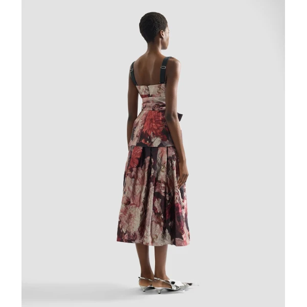 Erdem Floral Print Textured Satin Midi Dress - Dresses - British Romantic Luxury at Luxury Shoes 
