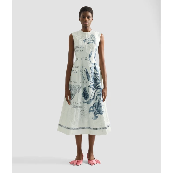 Erdem Floral Print Textured Satin Midi Dress - Dresses - British Romantic Luxury at Luxury Shoes 