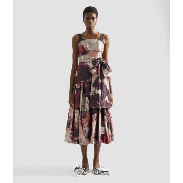 Erdem Floral Print Textured Satin Midi Dress - Dresses - British Romantic Luxury at Luxury Shoes 