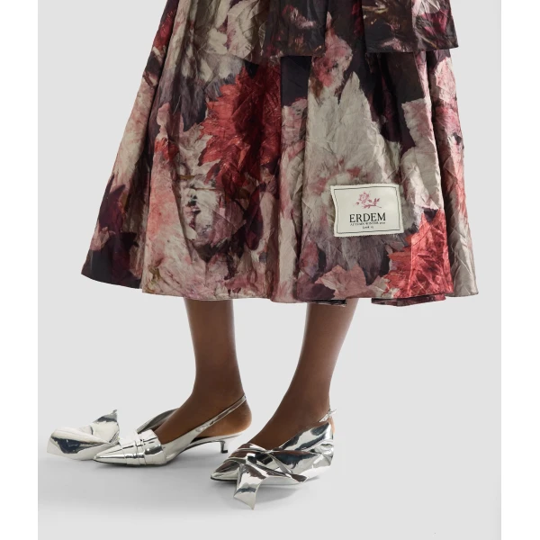 Erdem Floral Print Textured Satin Midi Dress - Dresses - British Romantic Luxury at Luxury Shoes 