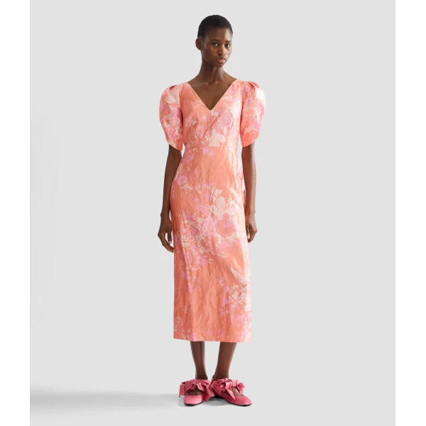 Erdem Floral Print Textured Satin Midi Pencil Dress - Dresses - British Romantic Luxury at Luxury Shoes 