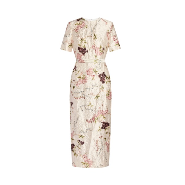 Erdem Floral Print Textured Satin Midi Pencil Dress - Dresses - British Romantic Luxury at Luxury Shoes 