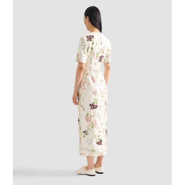 Erdem Floral Print Textured Satin Midi Pencil Dress, view 3