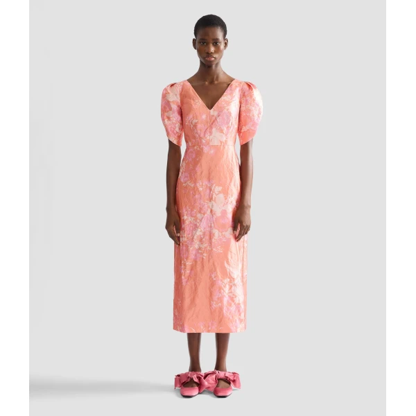 Erdem Floral Print Textured Satin Midi Pencil Dress - Dresses - British Romantic Luxury at Luxury Shoes 