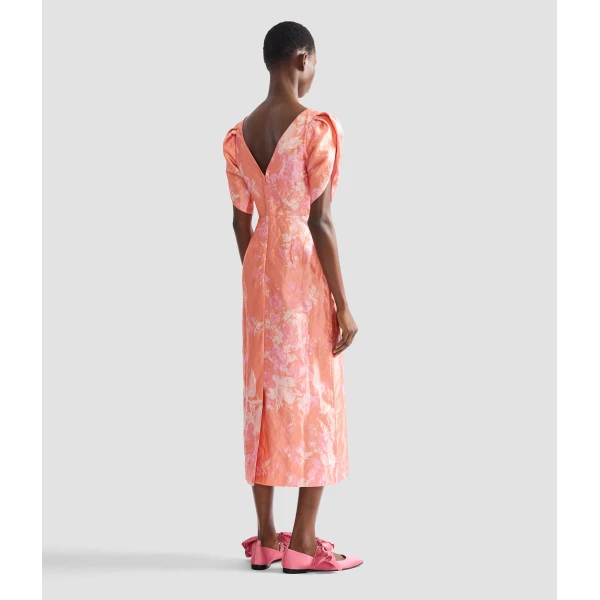 Erdem Floral Print Textured Satin Midi Pencil Dress - Dresses - British Romantic Luxury at Luxury Shoes 