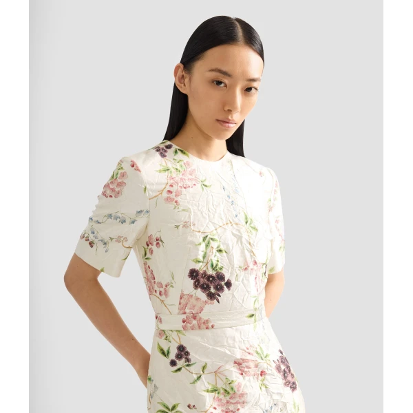 Erdem Floral Print Textured Satin Midi Pencil Dress, view 5