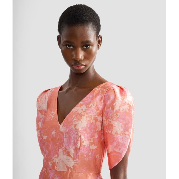 Erdem Floral Print Textured Satin Midi Pencil Dress - Dresses - British Romantic Luxury at Luxury Shoes 