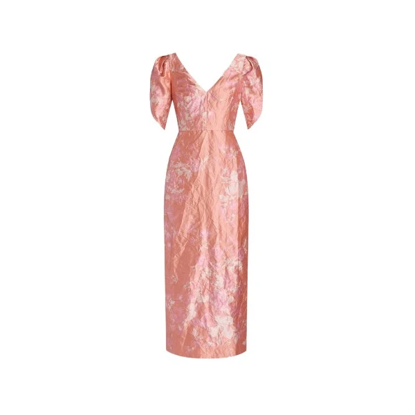 Erdem Floral Print Textured Satin Midi Pencil Dress - Dresses - British Romantic Luxury at Luxury Shoes 