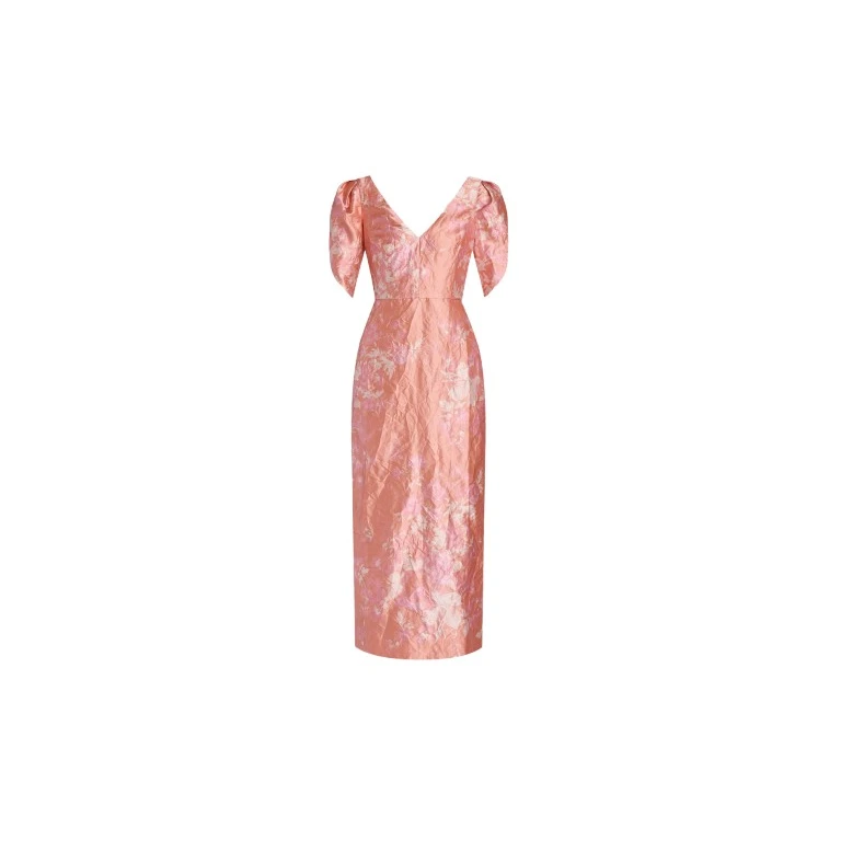 Erdem Floral Print Textured Satin Midi Pencil Dress - Dresses - British Romantic Luxury at Luxury Shoes 
