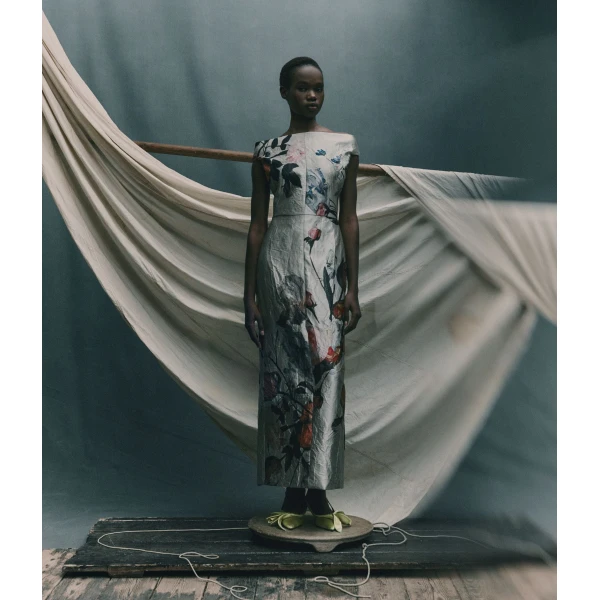 Erdem Floral Print Textured Satin Off The Shoulder Gown - Dresses - British Romantic Luxury at Luxury Shoes 