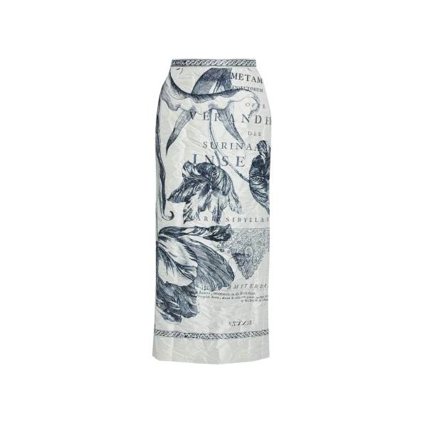 Erdem Floral Print Textured Satin Pencil Midi Skirt - Skirts - British Romantic Luxury at Luxury Shoes 