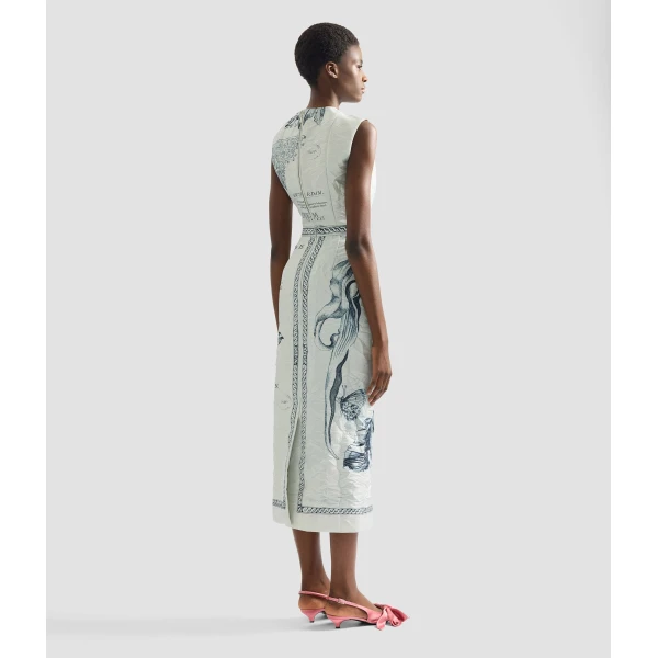 Erdem Floral Print Textured Satin Pencil Midi Skirt - Skirts - British Romantic Luxury at Luxury Shoes 