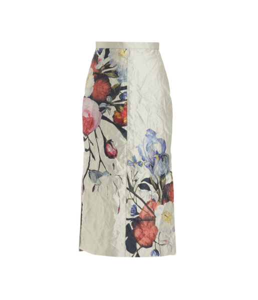 Erdem Floral Print Textured Satin Pencil Midi Skirt - Skirts - British Romantic Luxury at Luxury Shoes 