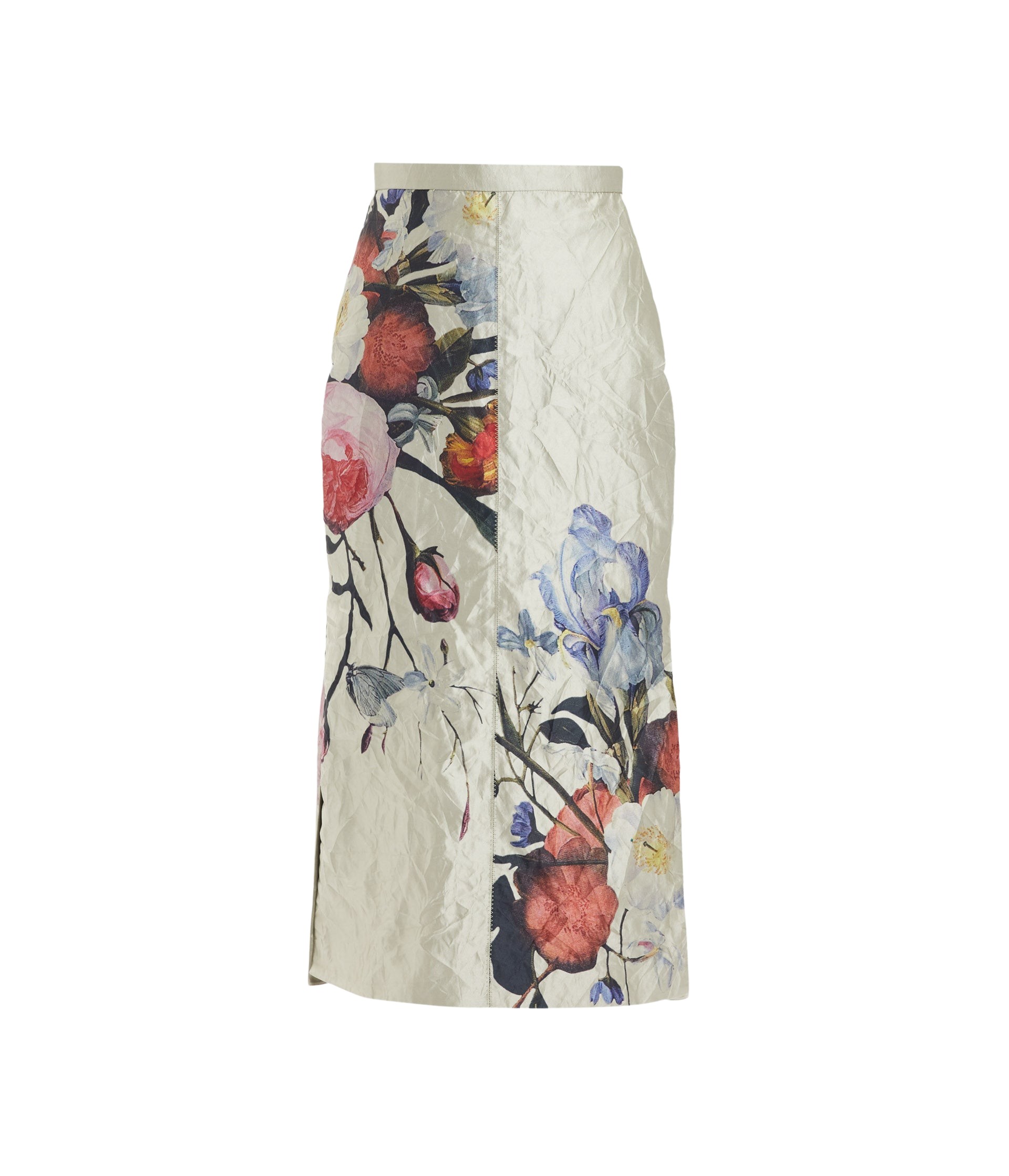 Erdem Floral Print Textured Satin Pencil Midi Skirt - Skirts - British Romantic Luxury at Luxury Shoes 